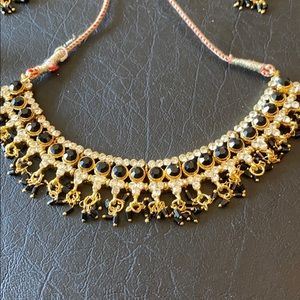 Indian wedding jewelry set black and gold
